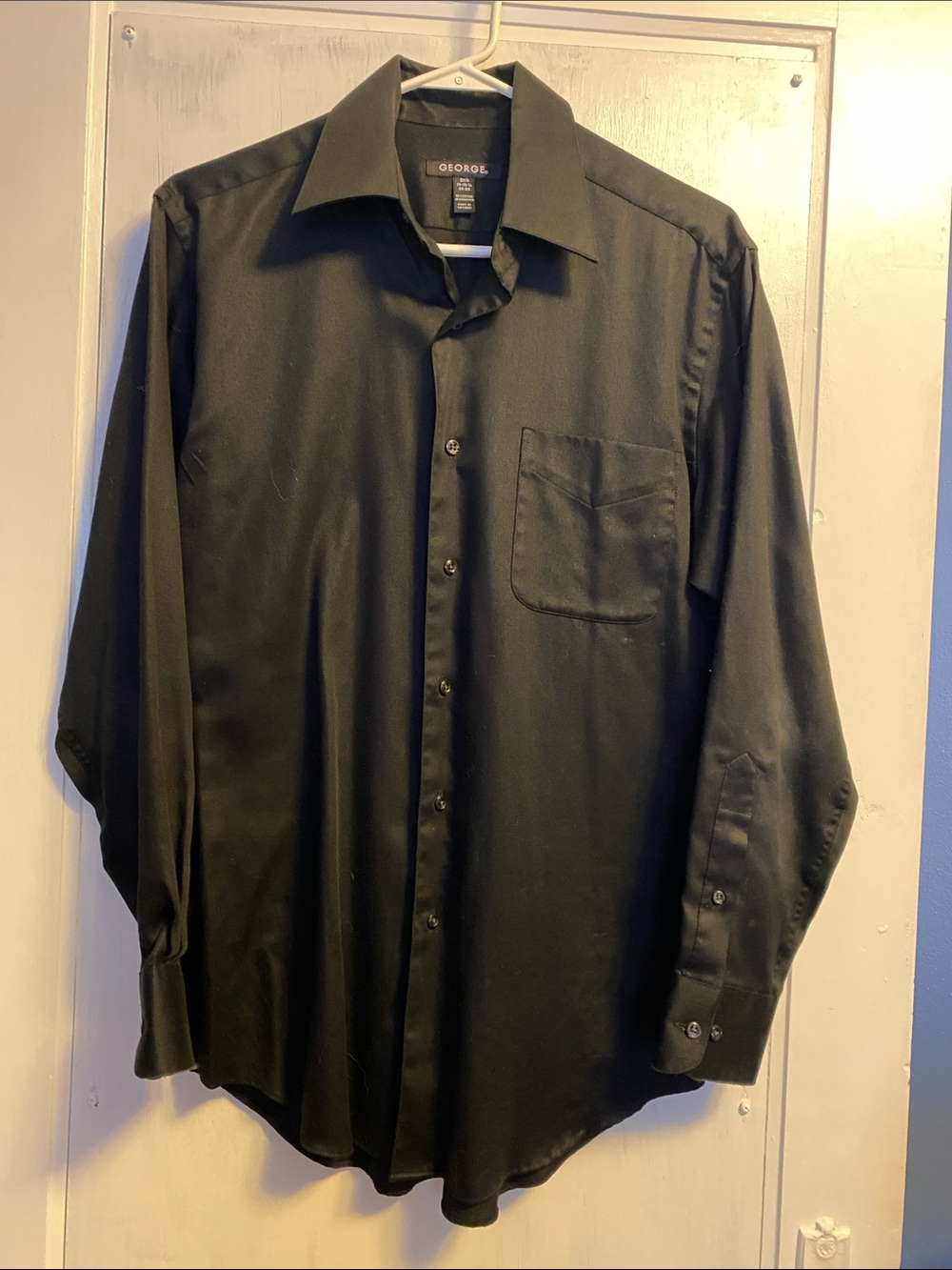 George Black Long-Sleeve Dress Shirt with Chest Pocket